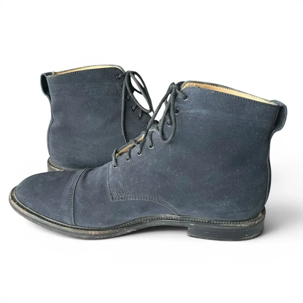 Alfred Sargent x J. Crew Men's UK 9.5 / US 10 Blue Suede Cap Toe Boots England